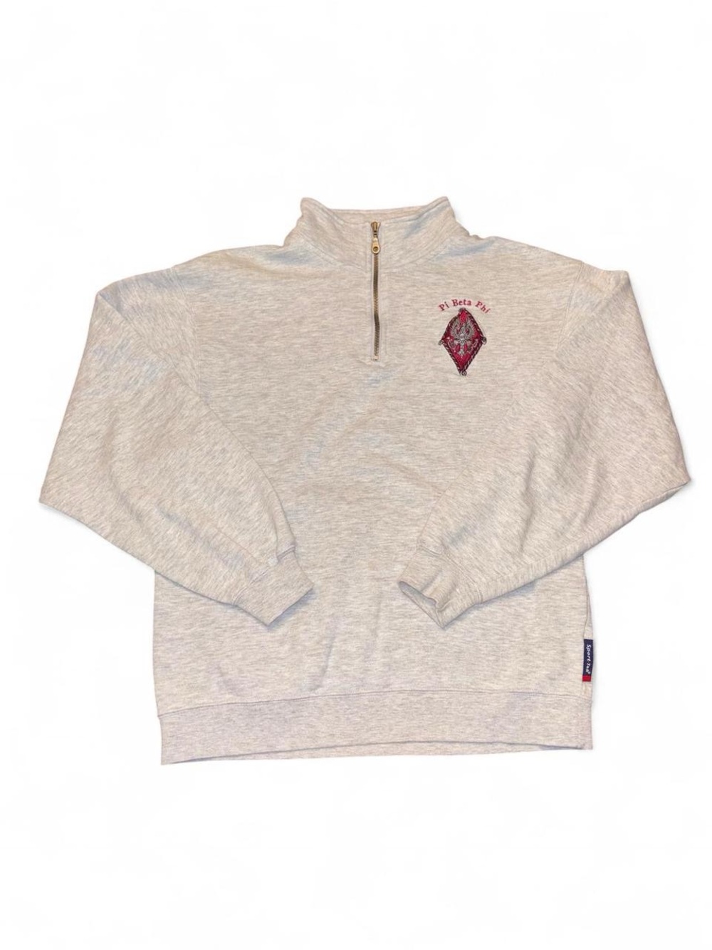 Pi Beta Phi Sport-Tek Light Heather Quarter-Zip Sweatshirt with Red Crest